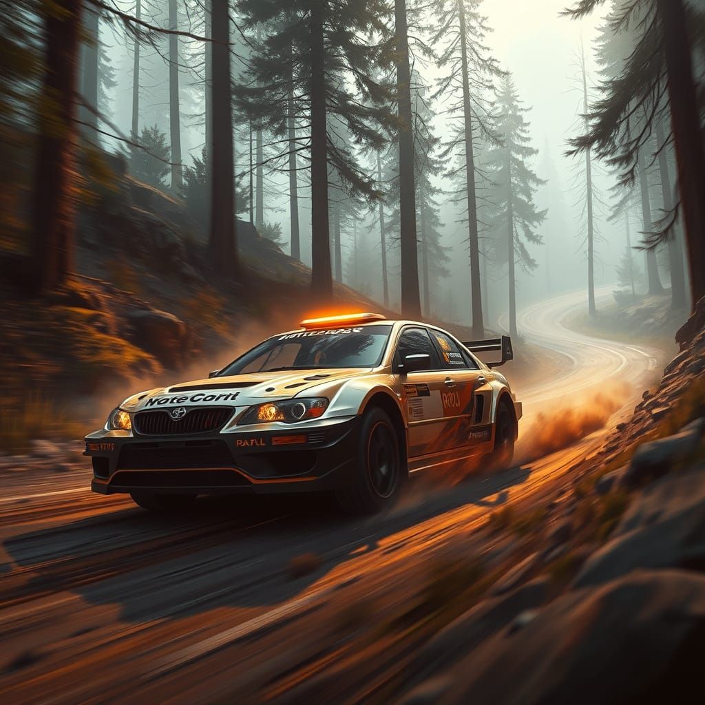 Futuristic Rally Car Speeds Through Misty Forest in Concept ...