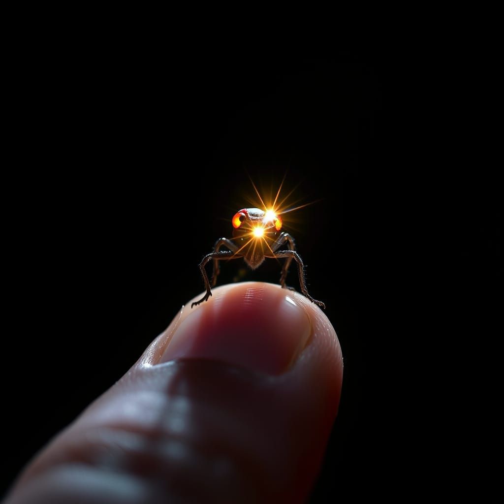 Surreal Macro Photography of Supernova Star on Human Finger