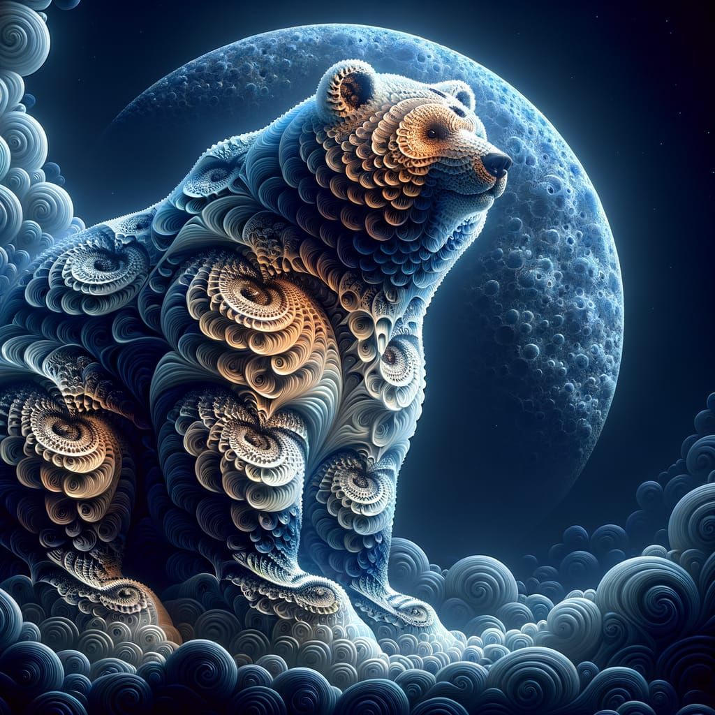 Intricate Fractal Bear in Haida Art Style