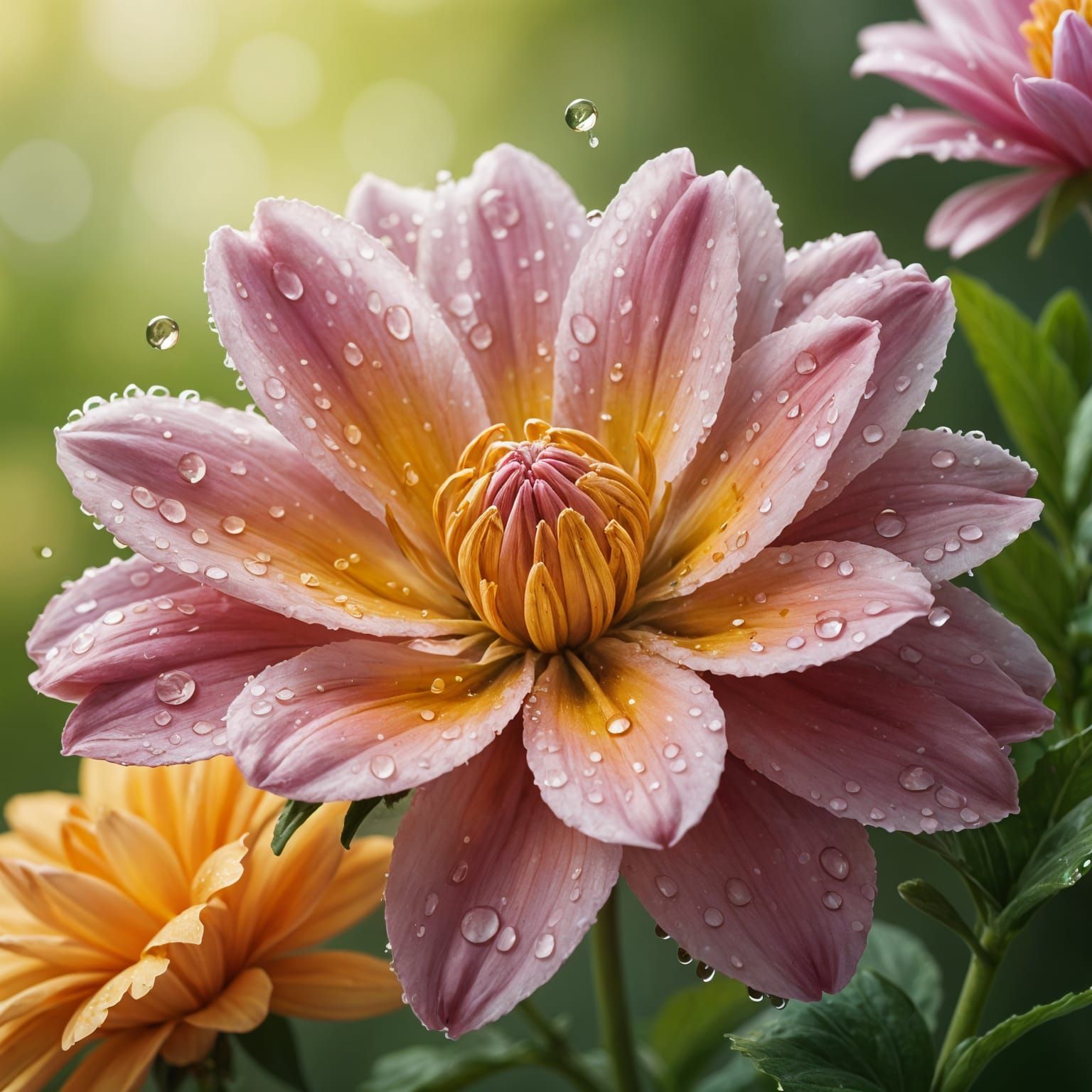 Vibrant Dew-Covered Flower in Full Bloom