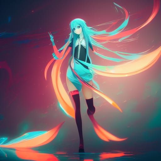 Hatsune Miku Concept Art in Triadic Colors