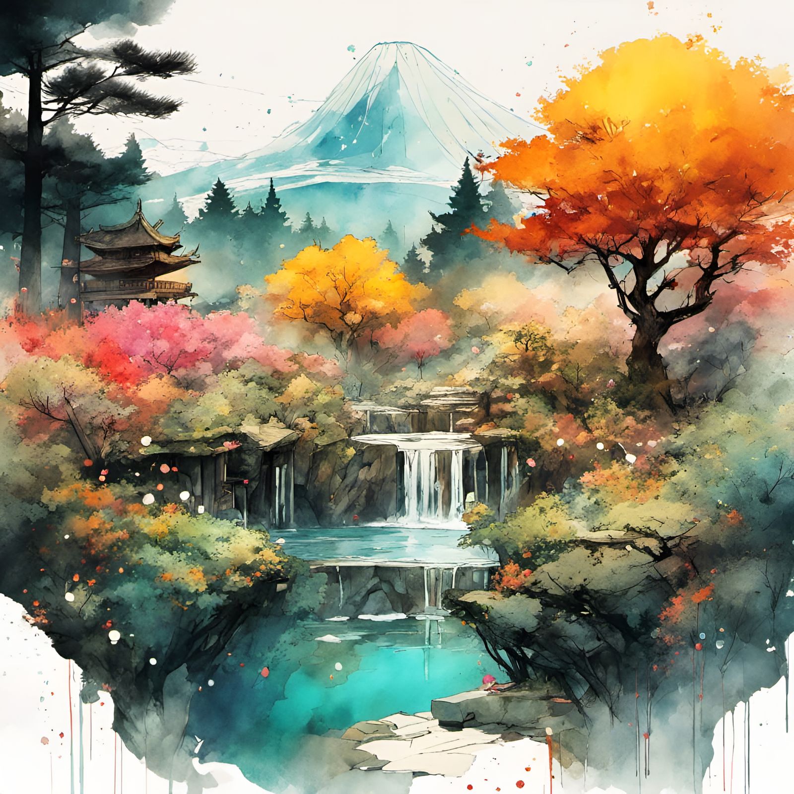 Marble Garden Landscape in Anime Realism Style