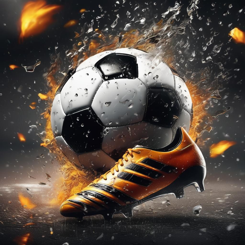 Fiery Soccer Ball Shatters Glass: 3D Sports Ad