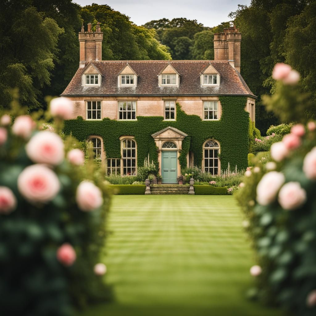 English Country Mansion with Roses: Professional Photography