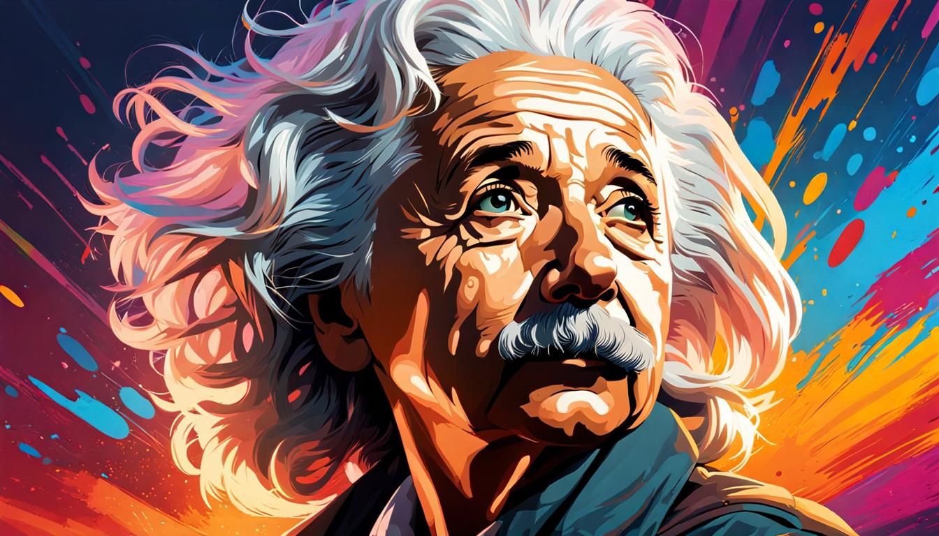 Hyperrealistic Female Einstein in Splash Art Style