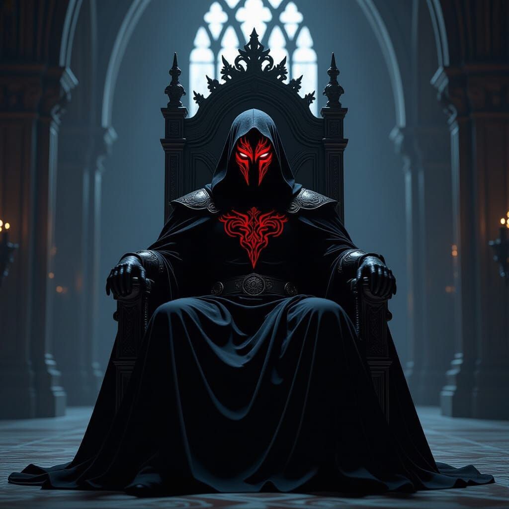 Dark Gothic Throne Guardian in Dramatic Lighting