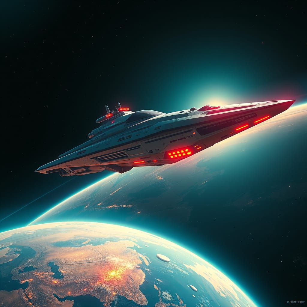 Surreal Futuristic Space Station Hovers Above Earth's Anti-M...