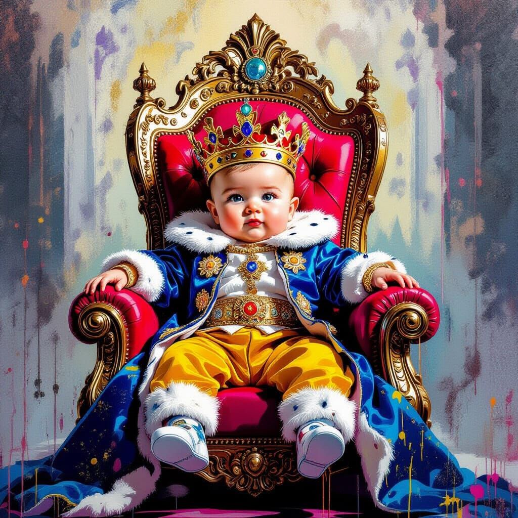 Baby King on Throne in Graffiti Art Palace