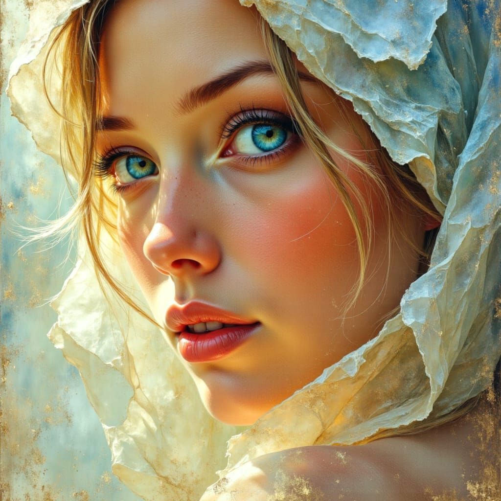 Ballerina with Blue-Green Eyes as Impasto Painting