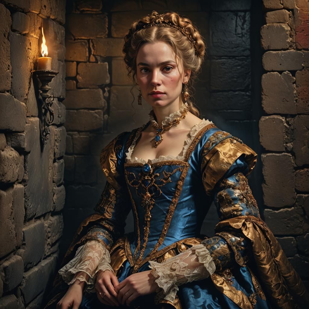 Noblewoman in Dungeon: Baroque Portrait in Chiaroscuro