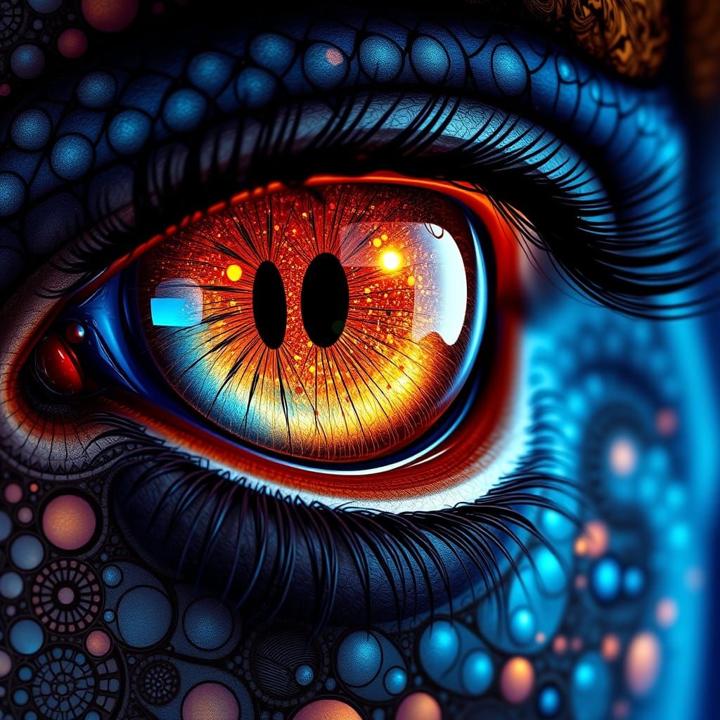 Iridescent Hazel Eyes with Fractal Patterns