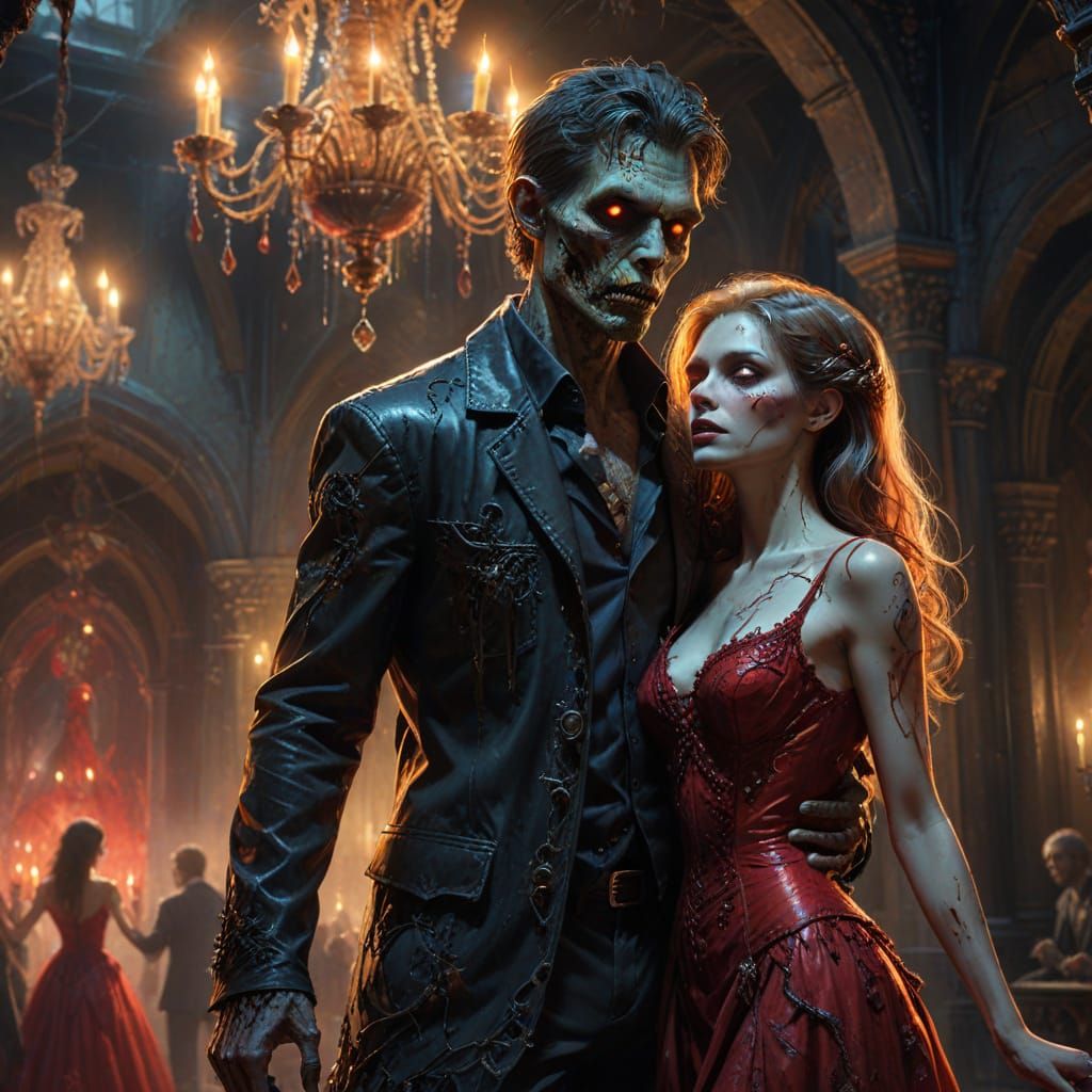 Zombie Couple Dancing at Dark Fantasy Prom