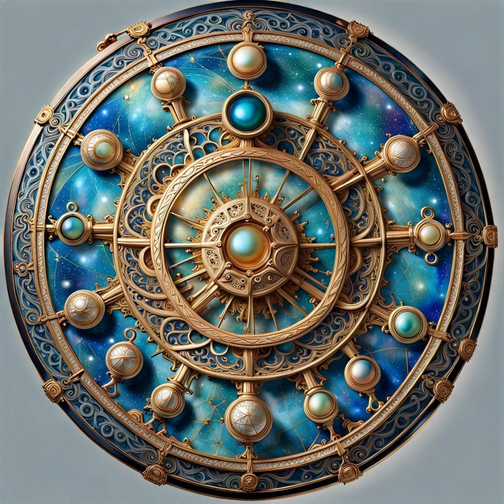 Ornate Metal Astrolabe in Faberge Style