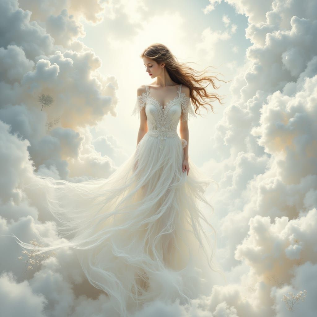 Ethereal Model in Dreamlike Surrealist Illustration