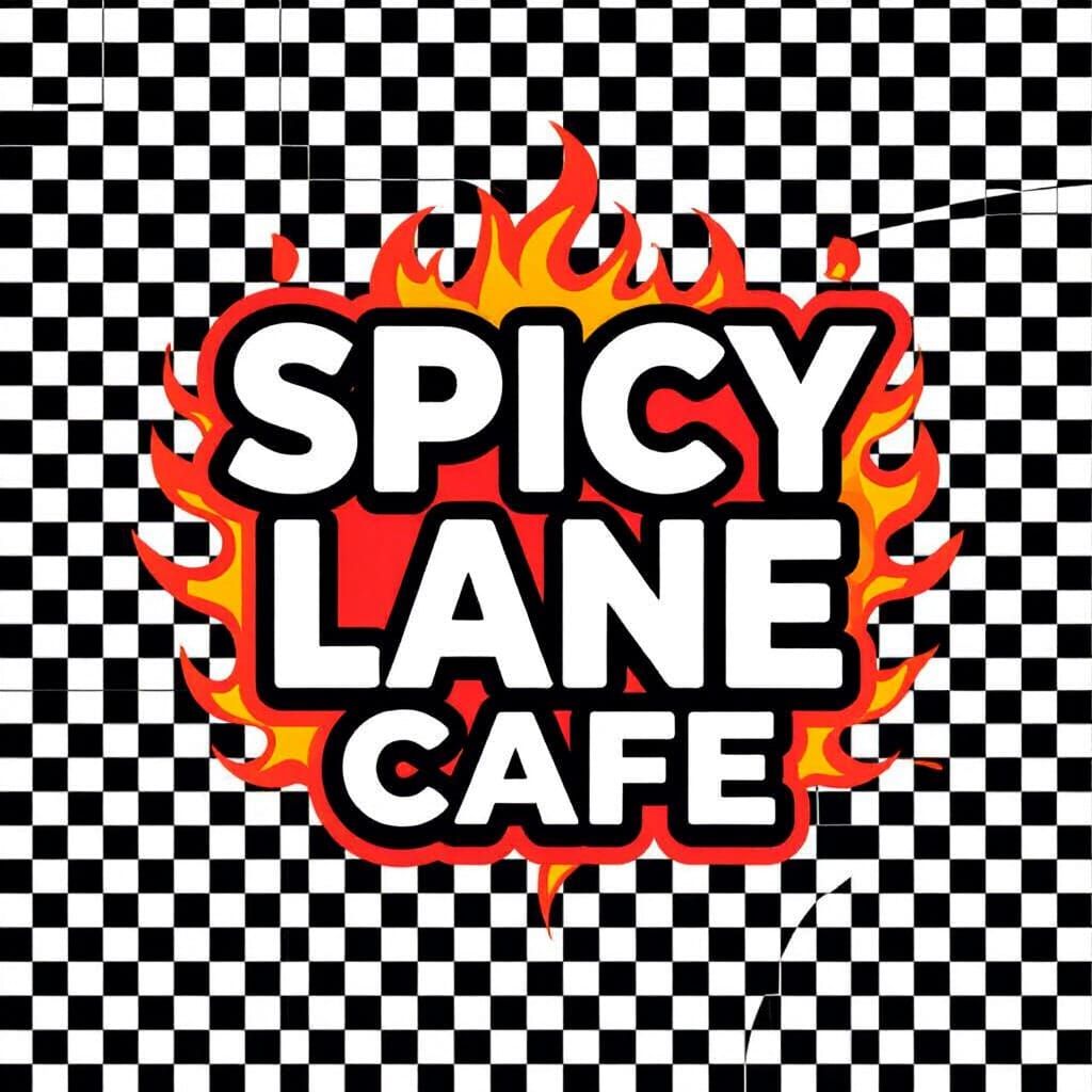 Spicy Lane Cafe Bold Vector Logo with Fiery Elements