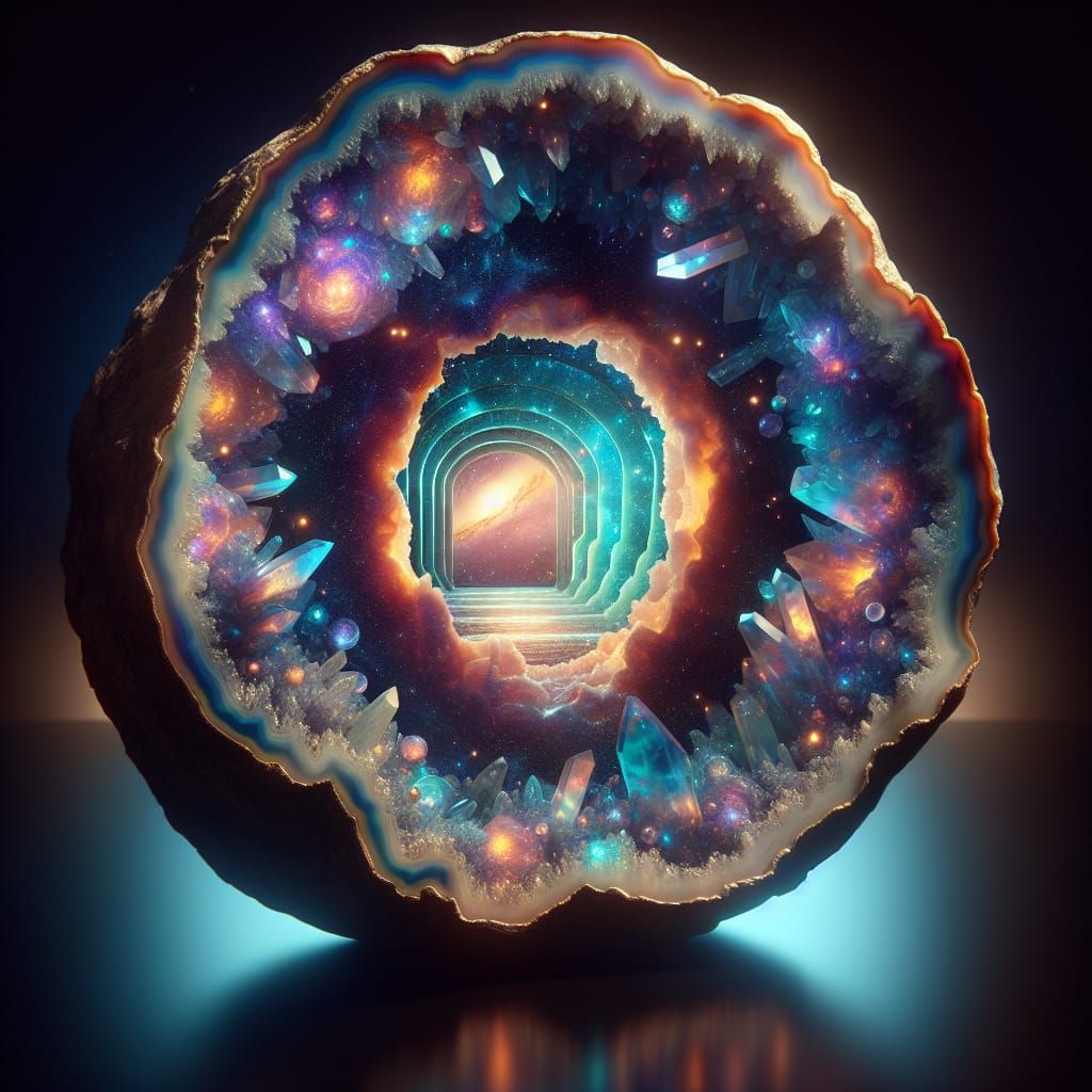 Mystical Geode Portal to a Cosmic Universe