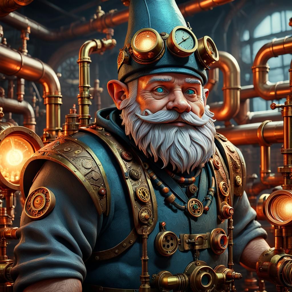 Gnome Boiler Technician in Steampunk Workshop