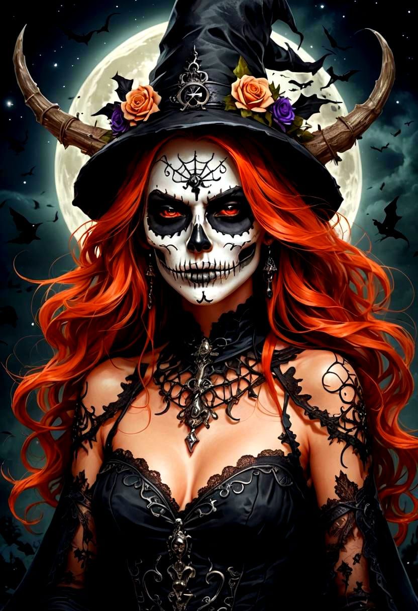 Ornate Witch Skull Face