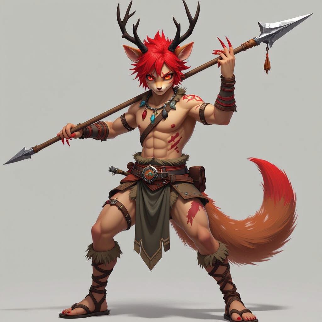 Beastkin Gladiator Mercury in Realistic Anime Style
