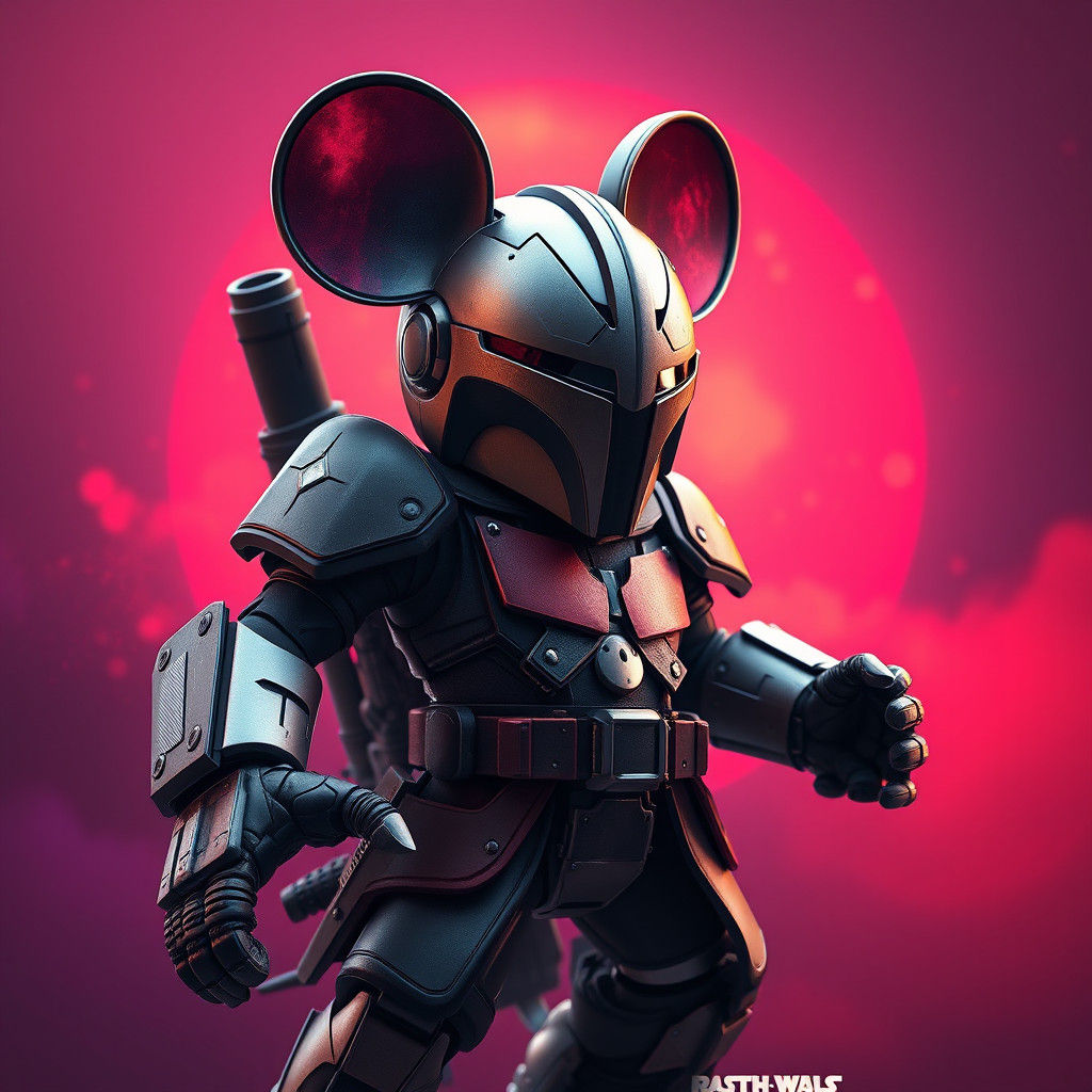 Mecha Mickey Mouse in Mandalorian Armor