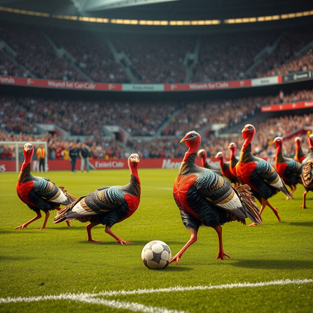 Turkeys Play Soccer at Emirates Stadium