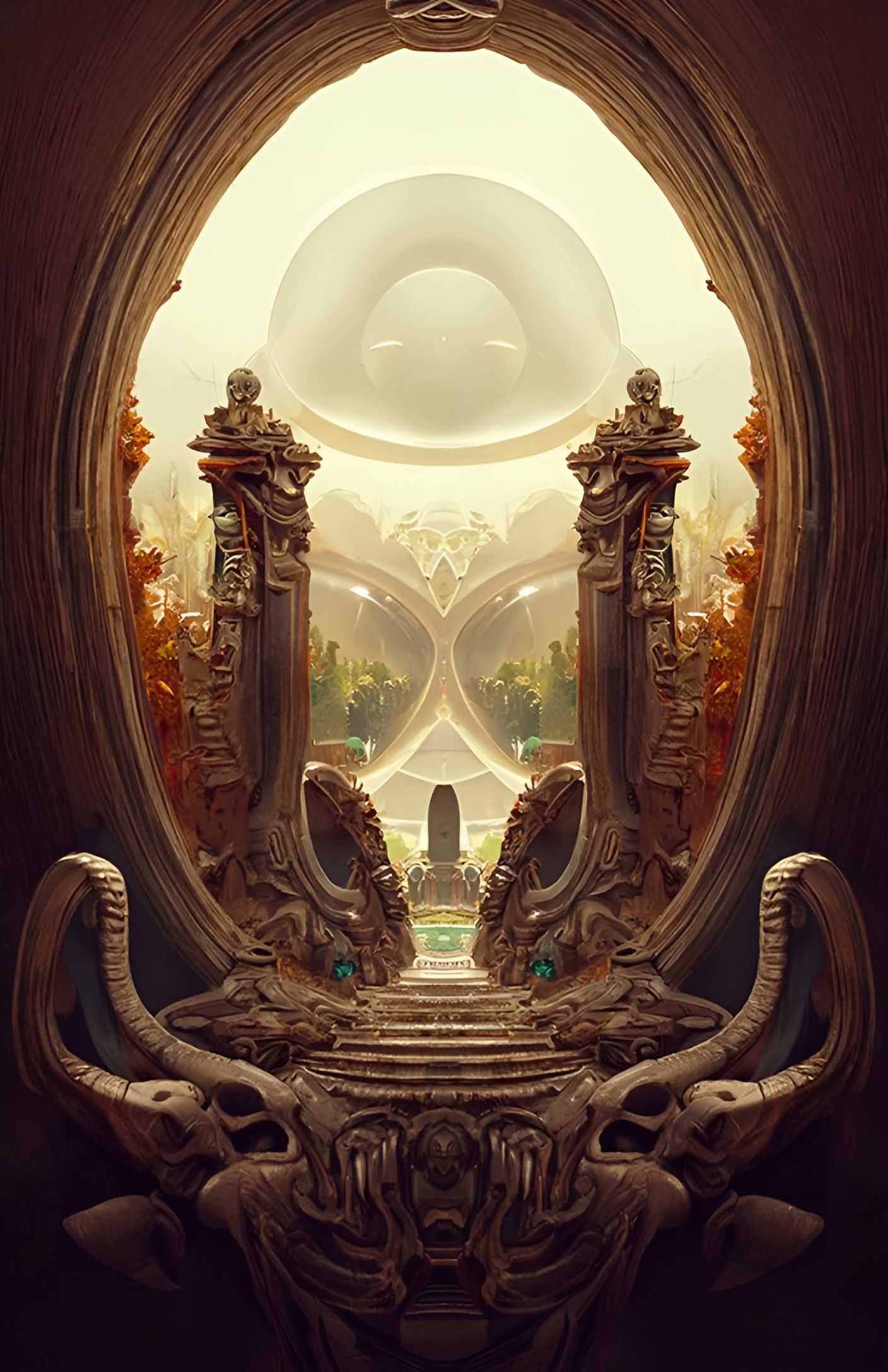 Hyperrealistic Alien Temple Ruin in 5-Dimensional Art