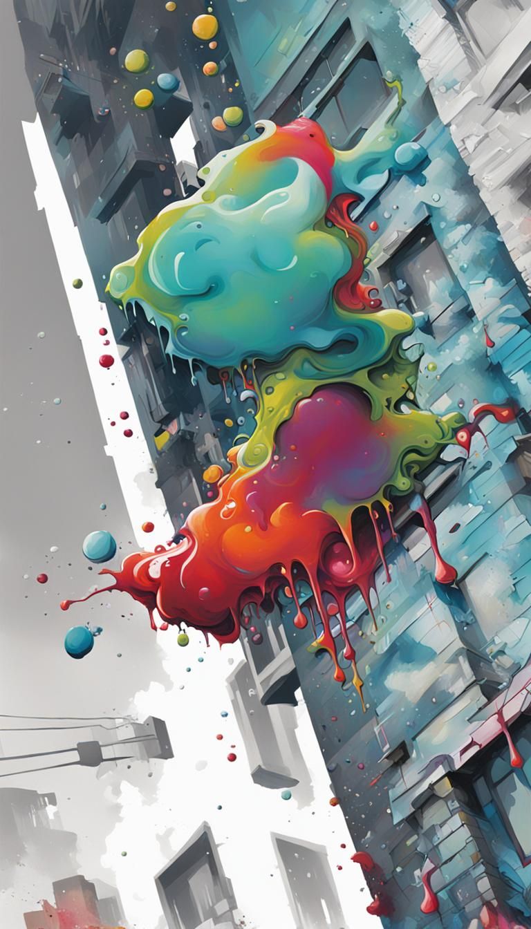 Colorful Polychromatic Graffiti Art in Street Style