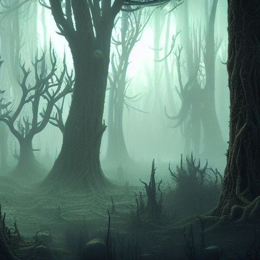 Detailed Horror Forest Concept Art