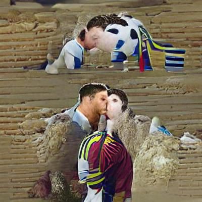 Lionel Messi and Cristiano Ronaldo Embrace