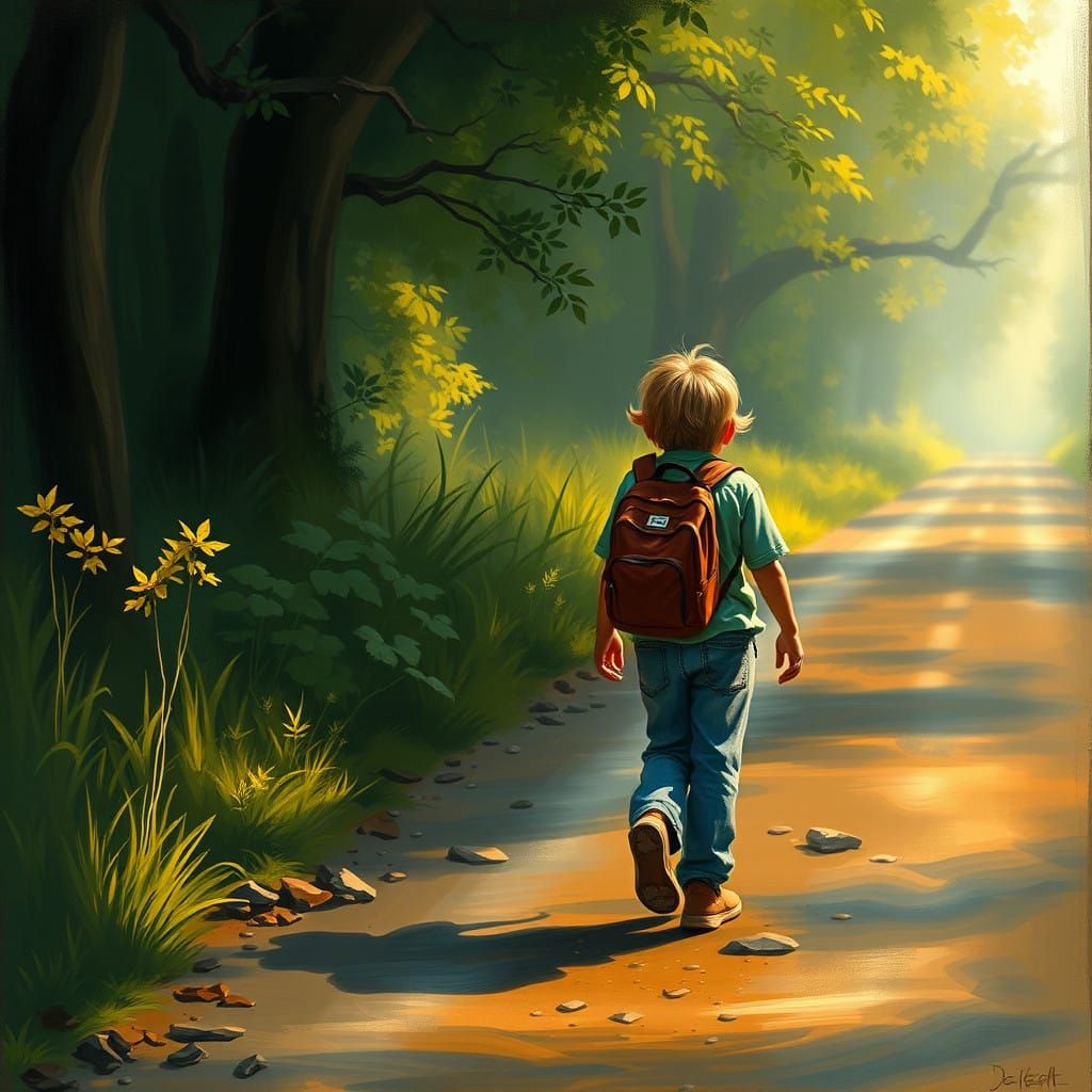 Surreal Portrait of a Mysterious Wanderer in a Spiritual Lan...