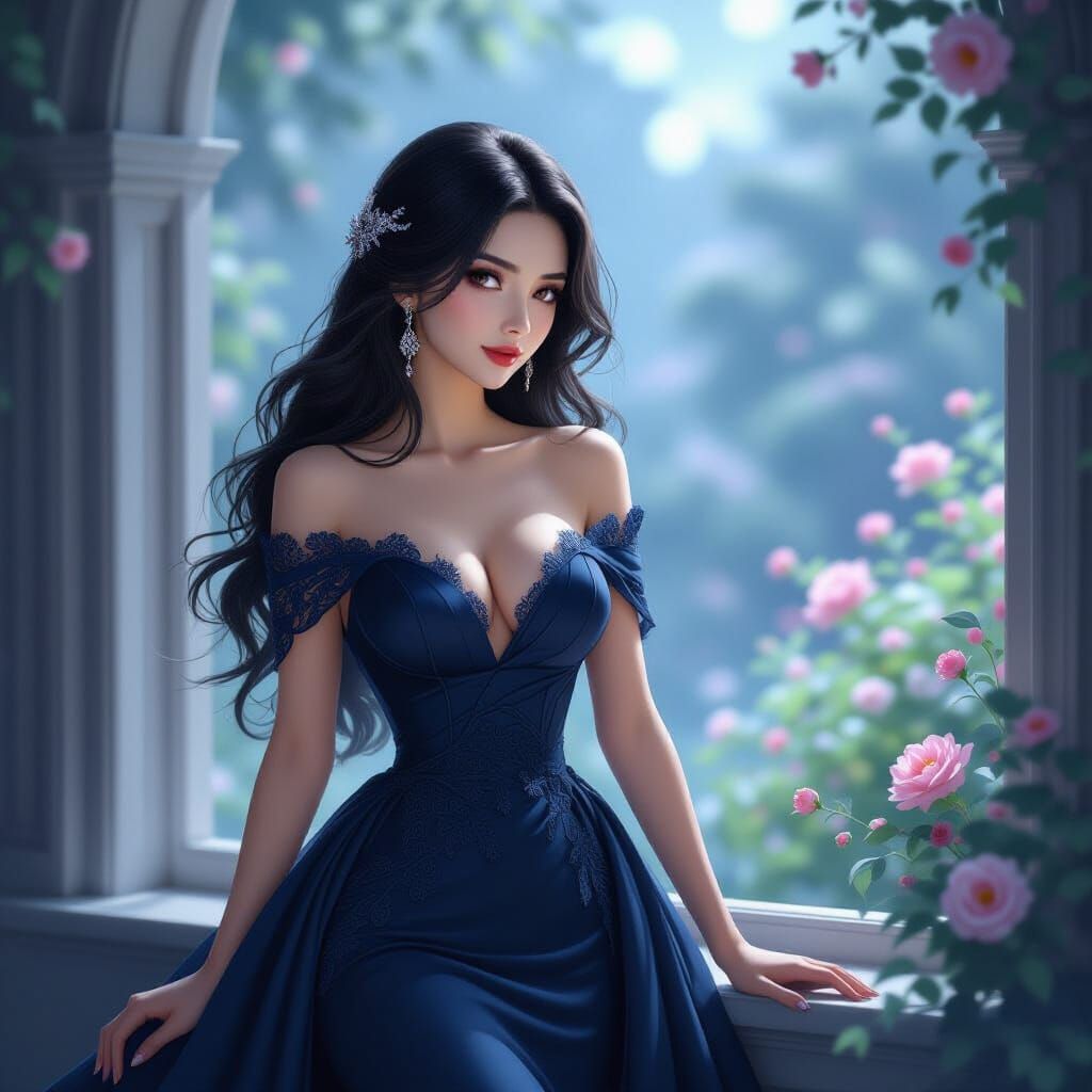 An exquisite sophisticated 24-year-old woman with cascading ...
