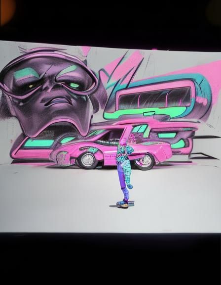 Neon 80s Brothers in City Alleyway Art