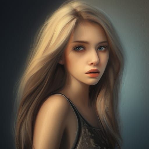 Detailed Portrait of a Pretty Girl, Digital Art