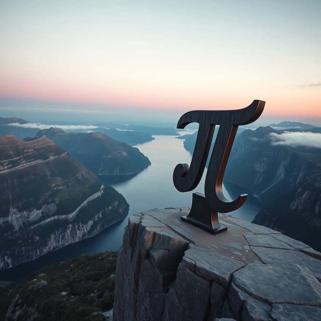 Pi Symbolic Figure in Norwegian Cliffside Landscape