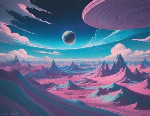 Dreamscape of Alien Worlds in Candy Art Style