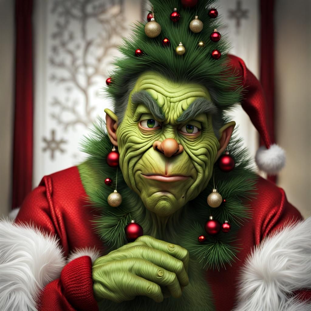 Grinch as Christmas Tree: Ultra HD Pine Needle Art