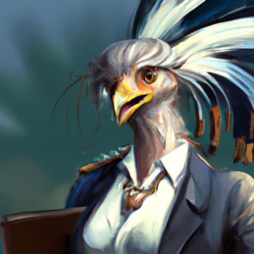 Secretary Bird Portrait: Art Nouveau Style