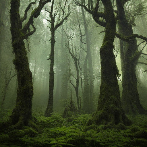 Ancient Tree Dominates a Glowing Mystical Forest Landscape