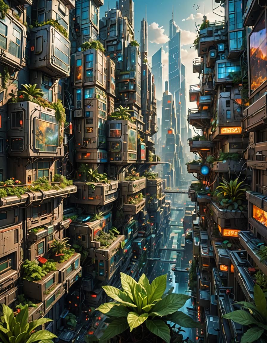 Futuristic High-Dimensional Cityscape in Hyperrealistic Spla...