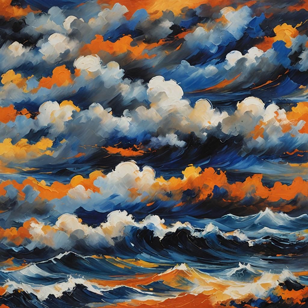 Stormy Sea Clouds in Abstract Expressionist Style