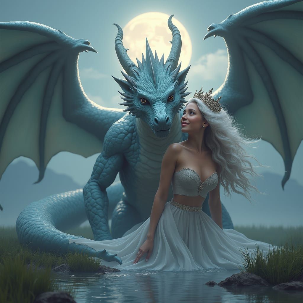 Dragon Queen Portrait in a Fantasy Landscape