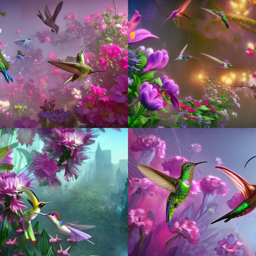 Hummingbird City: Detailed Matte Painting in Deep Color