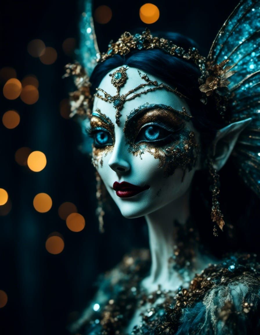 Macabre Puppet in Moonlit Autumn Night