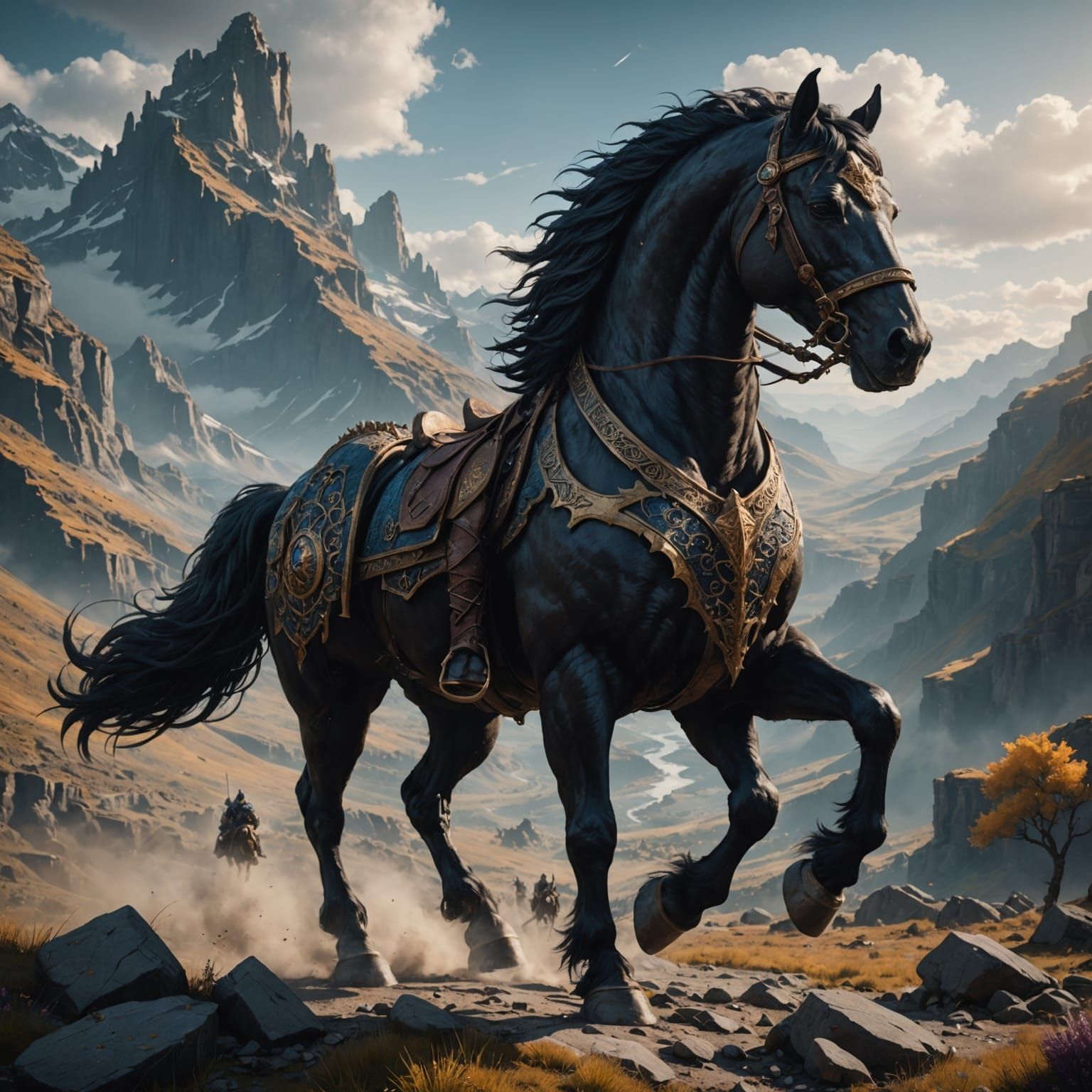 Epic Fantasy Horse and Knight in Vivid Matte Painting