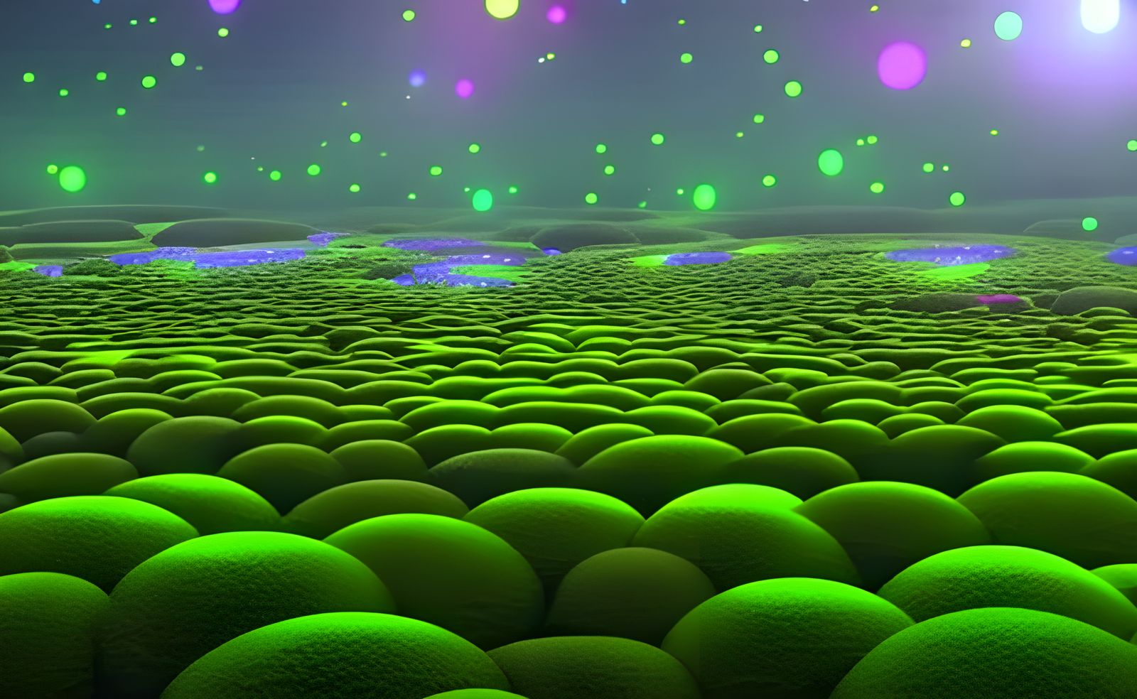 Glowing Iridescent Mushroom Labyrinth: Fantasy 3D Art