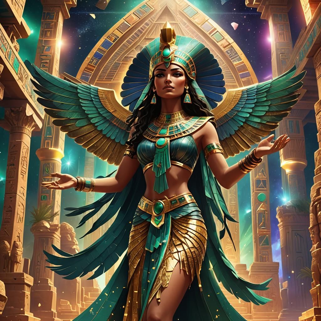 Goddess Isis Dancing in Egyptian Temple