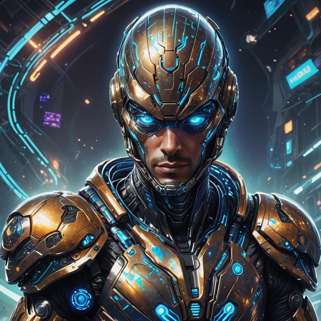 Alien Football Player in Futuristic Exosuit