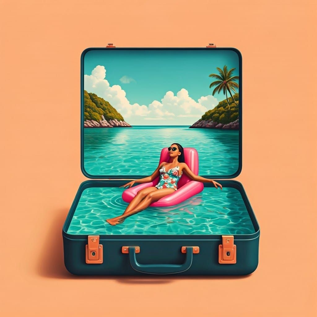 Surreal Caribbean Getaway in Vibrant Colors and Dreamy Textu...