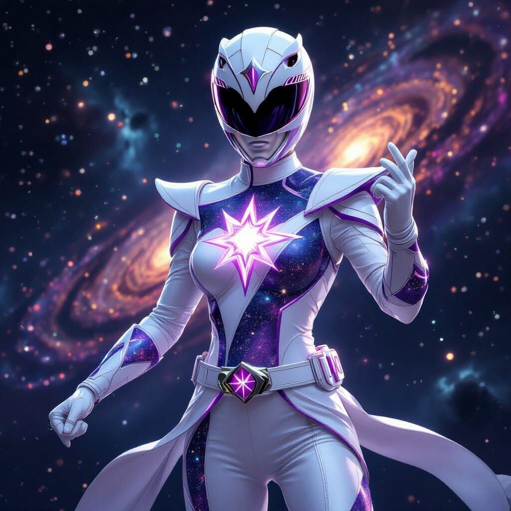 Mysterious Galaxy Power Ranger in Cosmic Concept Art Style