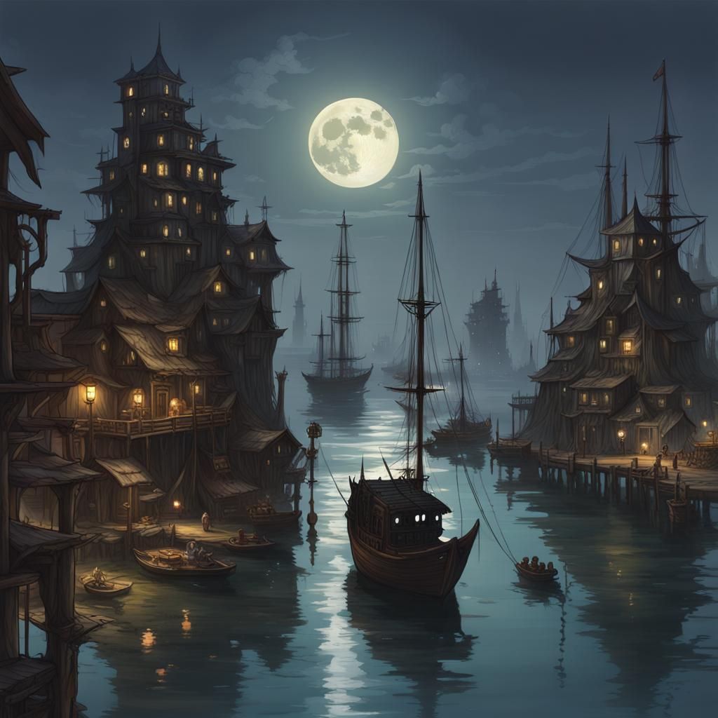 Sinister Moon Elf Port City Harbor
